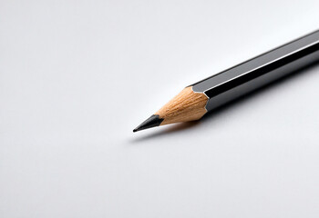 Obraz premium Close-up of Sharpened Black Pencil on White Surface
