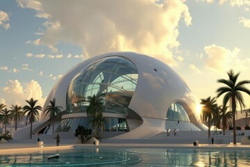 Futuristic dome structure with advanced climate control and energyefficient construction