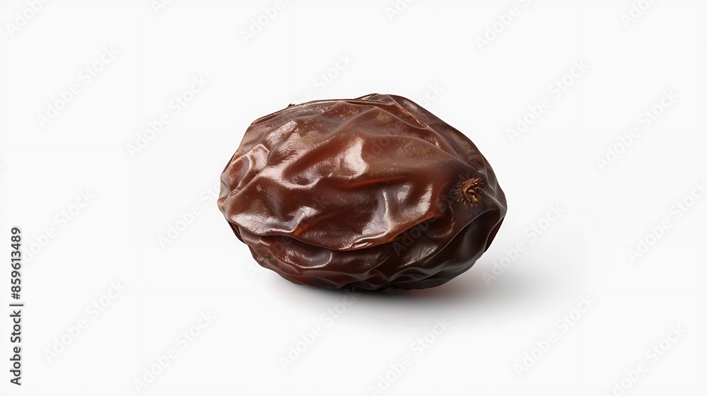 Poster Brown raisin isolated on white background with clipping path and full depth of field : Generative AI