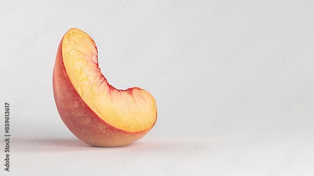 Poster Peach half isolated Peach on white background with clipping path : Generative AI