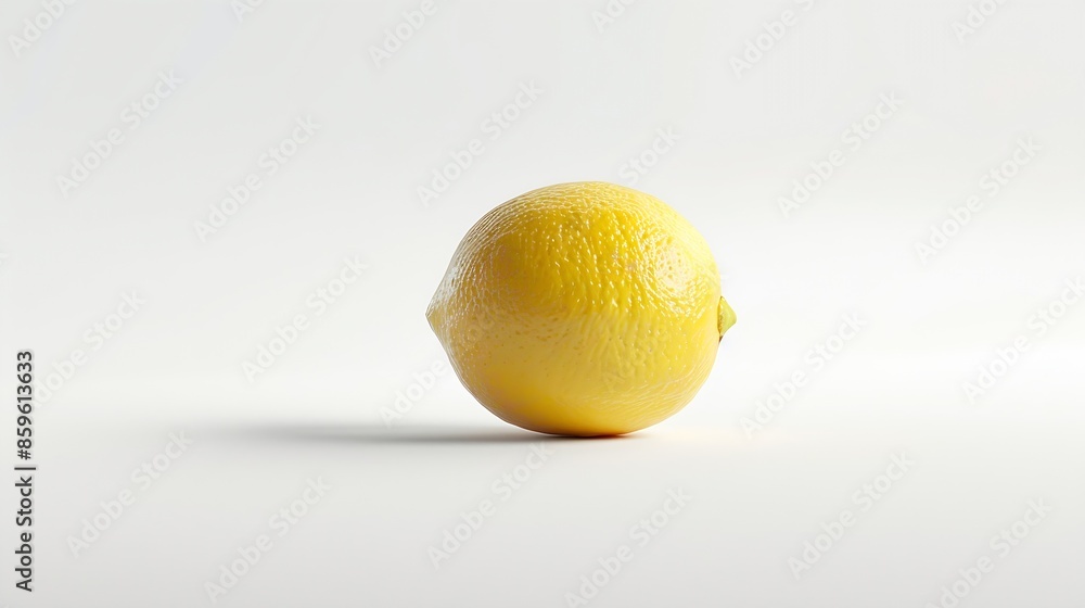 Poster one lemon fruit isolated on white background perfectly retouched full depth of field on the photo : 