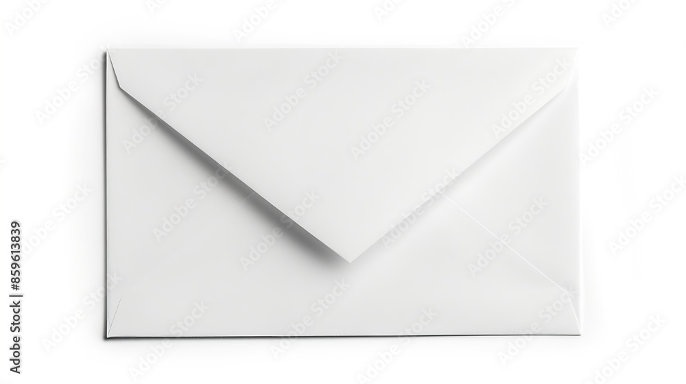 Poster White envelope with folded blank sheet of paper for correspondence isolated on white background : Generative AI
