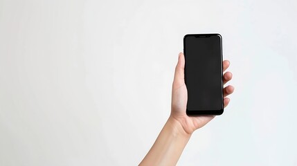 Hand holding a black smart phone with new message concept on screen Isolated on white background All screen content is designed by me : Generative AI