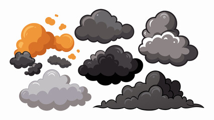 a collection of stylized cloud symbols, each with different shapes and colors