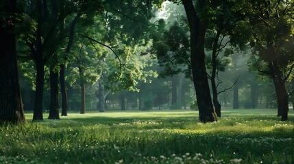 Obraz premium Nice green forest landscape in the city : Generative AI