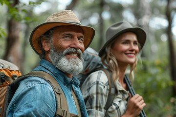 Age gap couple or father and daughter Hiking. Age differences Relationship concept