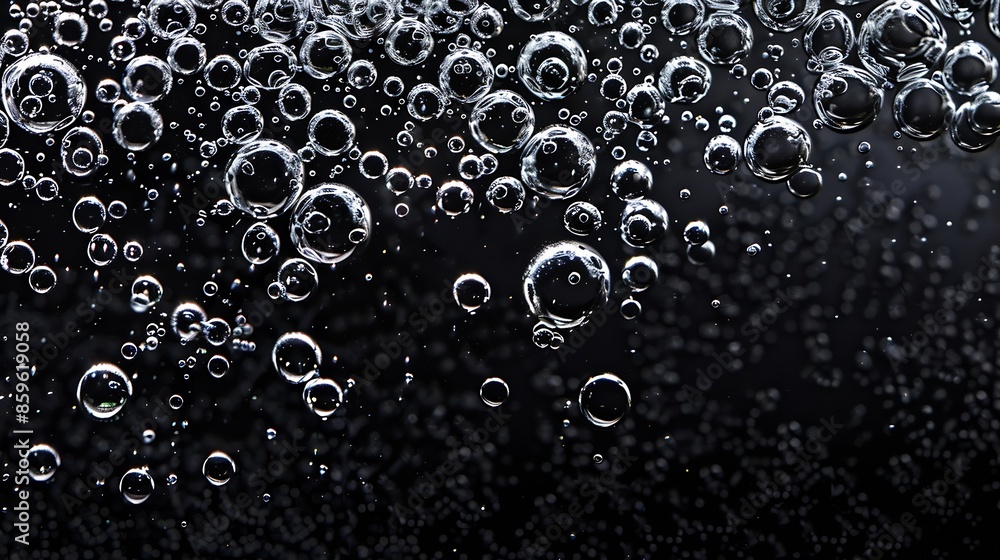 Aufkleber Bubble texture isolated on black background for compositing Closeup photo : Generative AI