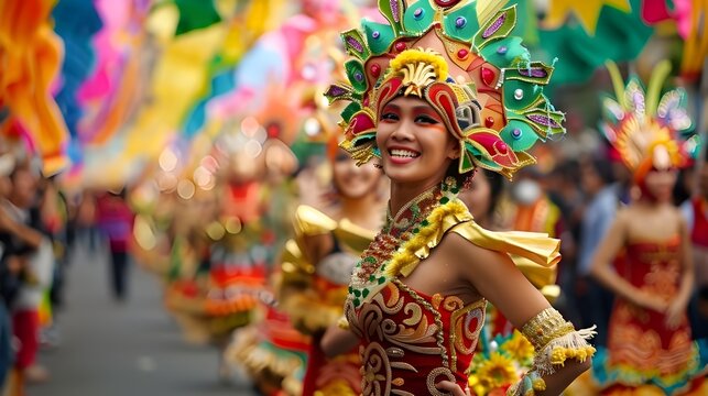 Different contingent Sinulog festival  queens on their grandest costumes during the street dancing