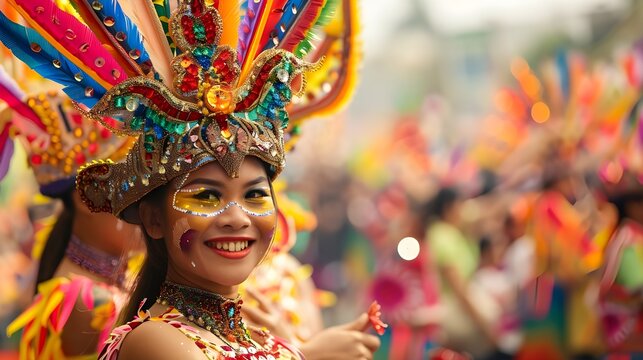 Different contingent Sinulog festival  queens on their grandest costumes during the street dancing