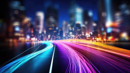 Fototapeta premium generated illustration of technology roads made out of fiber and network connections.