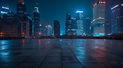 Lamas personalizadas con tu foto Empty square floors and modern city buildings at night in Chongqing : Generative AI