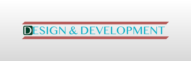 Parola DESIGN&DEVELOPMENT  con sfondo colorato gradiente