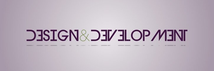 Parola DESIGN&DEVELOPMENT  con sfondo colorato gradiente