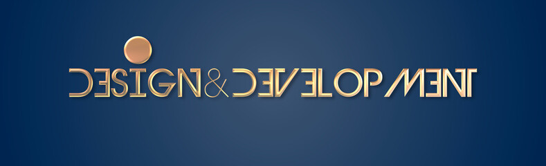 Parola DESIGN&DEVELOPMENT  con sfondo colorato gradiente