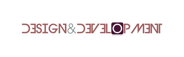 Parola DESIGN&DEVELOPMENT  con sfondo colorato gradiente