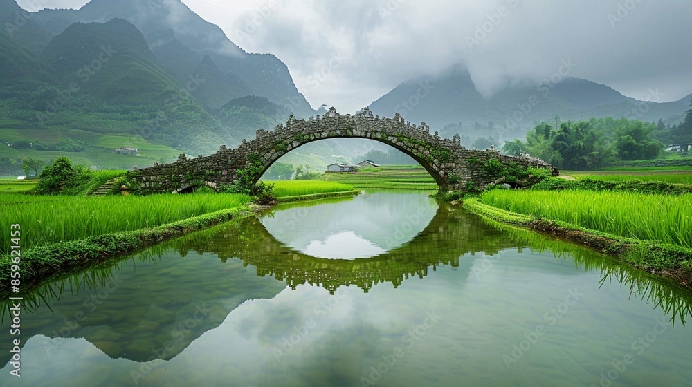 Poster bridge over the river