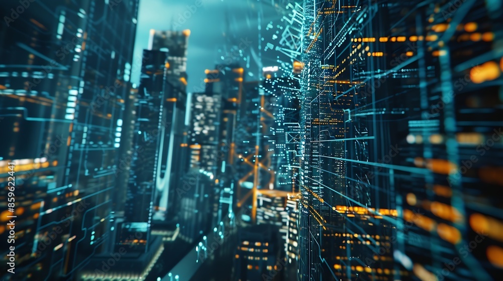 Poster City and network image background : Generative AI