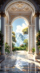Fototapeta premium Marble and Gold Arch: A Peerless Vision of Opulence and Serenity