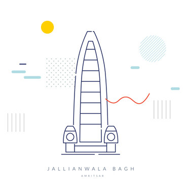 Jallianwala Bagh - Garden & Memorial - Stock Illustration