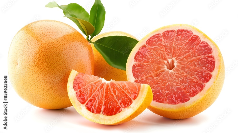 Aufkleber Fresh grapefruit fruit Grapefruit isolated on white background Collection grapefruit with clipping path : Generative AI