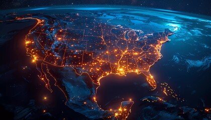 5G Coverage Map: Expanding High-Speed Data Networks in North America, map of North America with shaded areas indicating 5G coverage zones, advanced telecommunications technology.