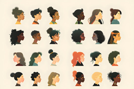 A collection of diverse avatars in profile view