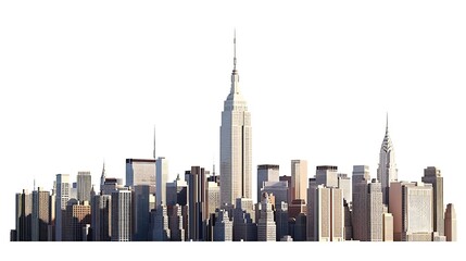 Obraz premium New York City Empire State Buildings isolated on white background : Generative AI