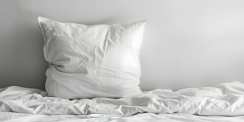 Display Mockup of White Square Pillow with Copy Space. Concept Home decor, Interior design, Product showcase, White square pillow, Copy space