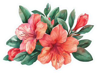 A vibrant bouquet of pink flowers with green leaves, digitally painted in a watercolor style. Perfect for floral designs and spring themes.