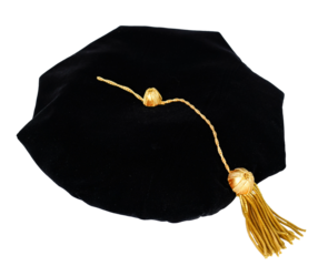 Black PhD doctorate tam cap with gold tassel	