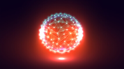 Futuristic illuminated ball with halftone pattern style