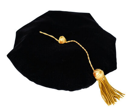 Black PhD doctorate tam cap with gold tassel	