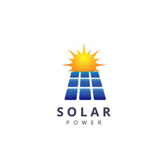 Solar power company logo design template.