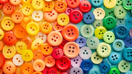 Obraz premium Pattern of colorful buttons on a rainbow background