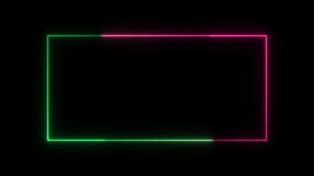 Rectangle neon frame 4k vedios black background.