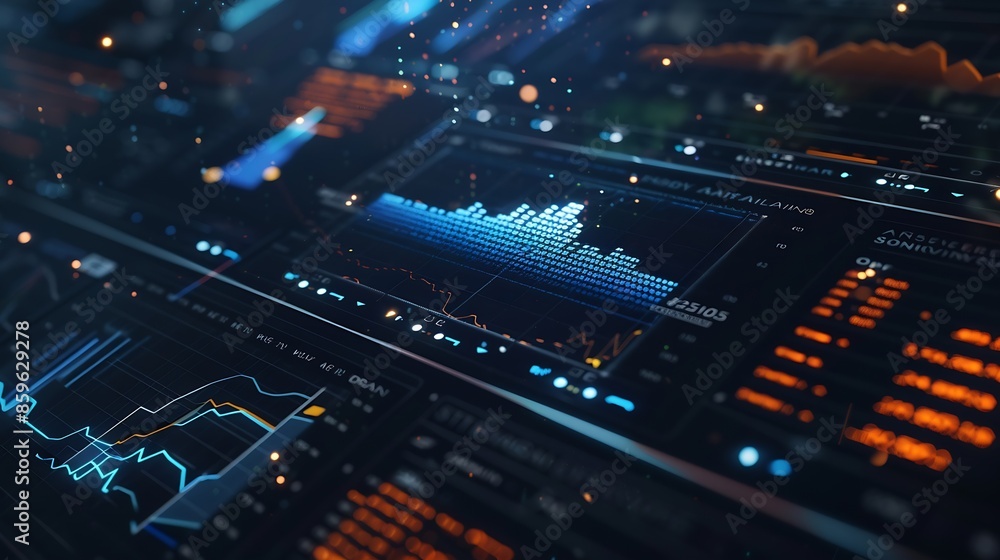Poster Automated data analytics with AI for business management and strategy Insights dashboard created with artificial intelligence KPI report with metrics  Finance operations marketing : Generative AI