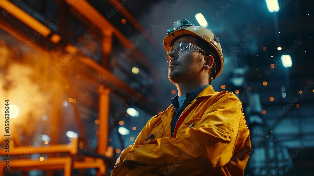 Poster professional men engineer worker skills quality maintenance training industry factory worker warehou