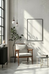 Modern Living Room With White Chair and Sunlight