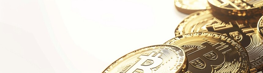 Naklejka premium Bitcoin with white and black background with space.