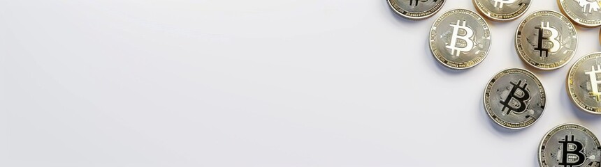 Bitcoin with white and black background with space.