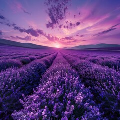 Obraz premium Lavender Field Sunset