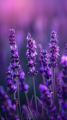 Obraz premium Lavender Field Under Purple Sky