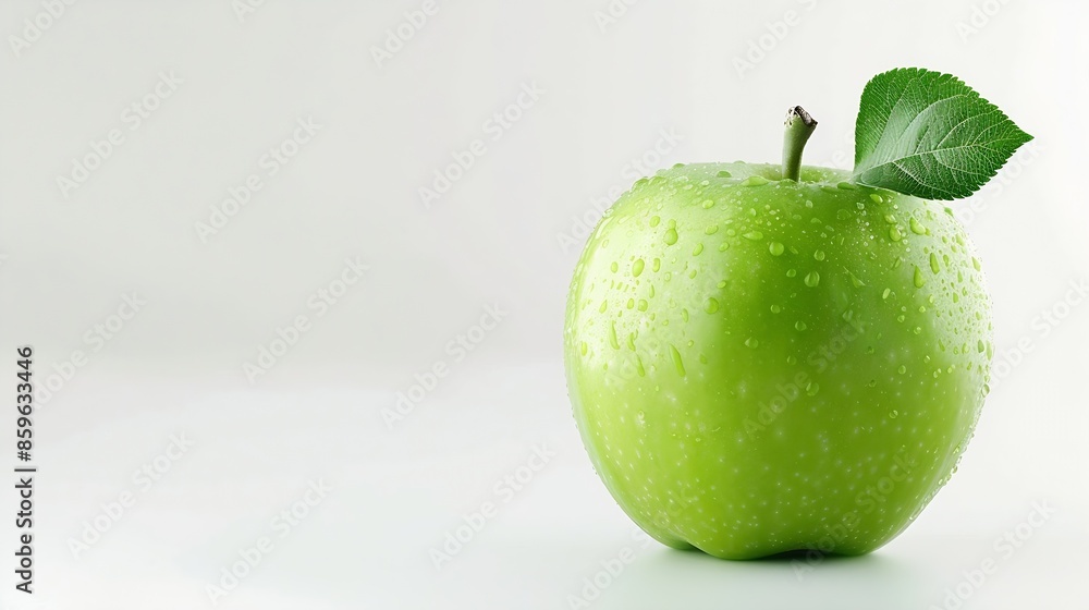 Aufkleber green juicy apple isolated on white background clipping path full depth of field : generative ai