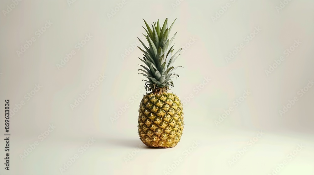 Poster single whole pineapple isolated on white background : generative ai