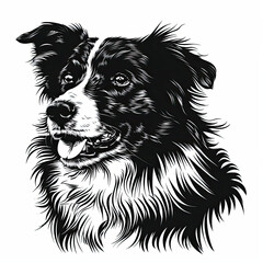 Fototapeta premium A black and white drawing of a Border Collie dog