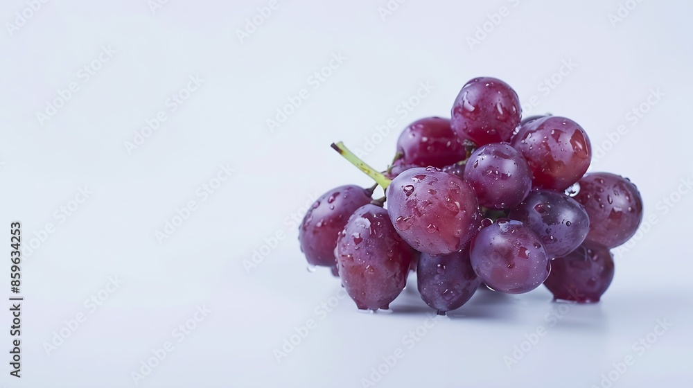 Poster dark red grape isolated on white background : generative ai