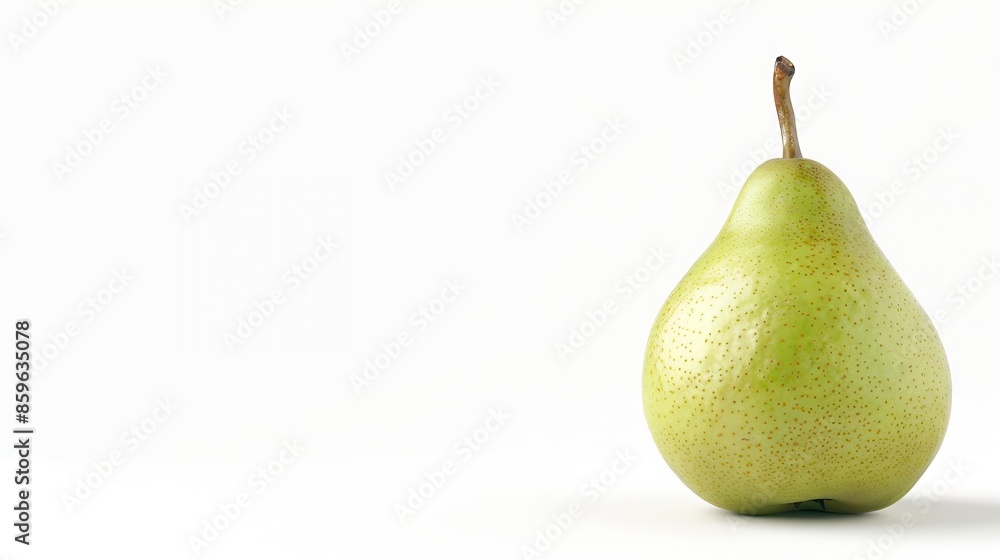 Poster Green pear fruit isolated on white background with clipping path and full depth of field : Generative AI