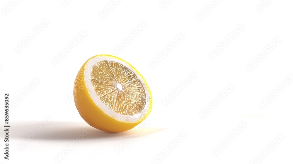 Aufkleber Half of yellow lemon citrus fruit isolated on white background with clipping mask alpha channel for quick isolation Full depth of field : Generative AI