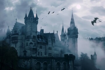 Fototapeta premium Halloween Celebration with Vampire Castle