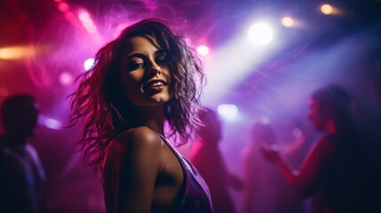 Naklejka premium Woman smiling in a club